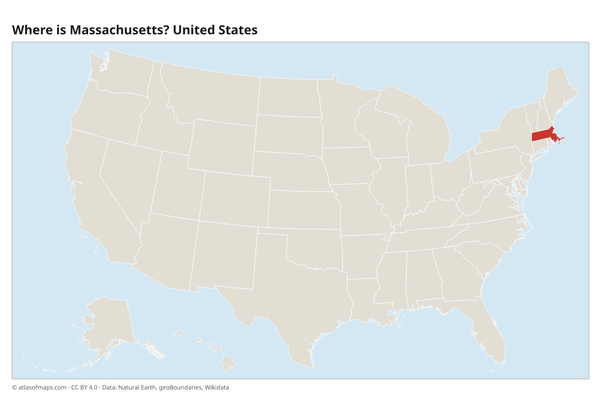 Location of Massachusetts in the United States