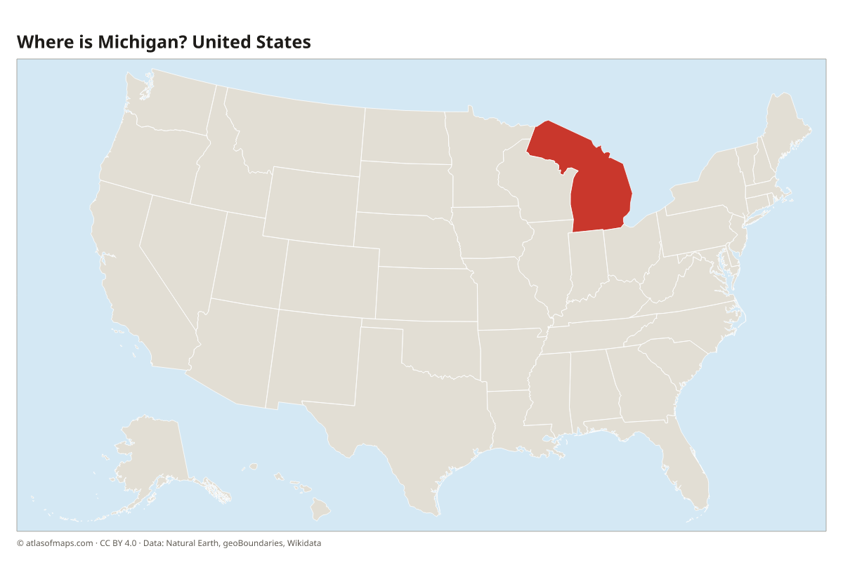 Location of Michigan in the United States