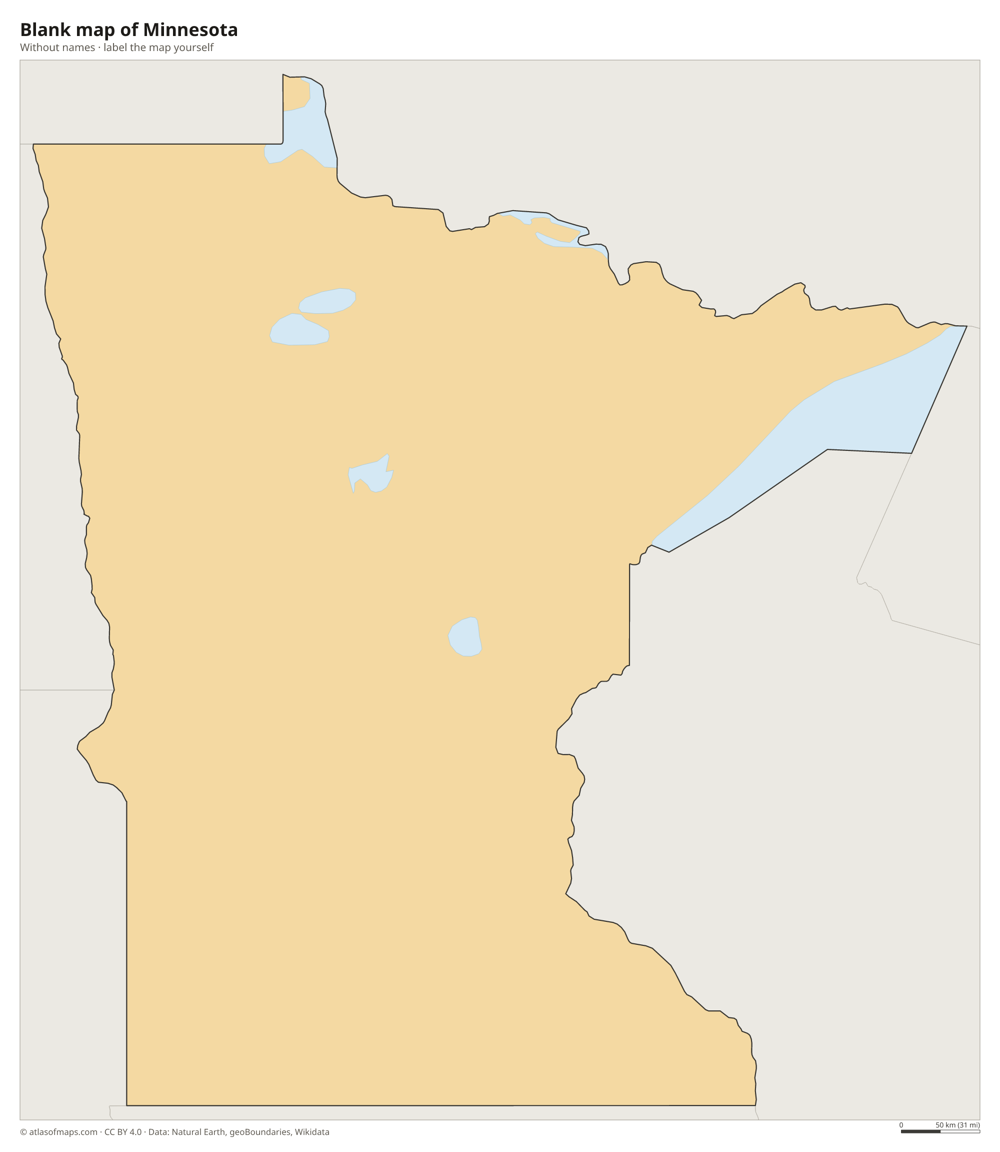 Blank map of Minnesota without names