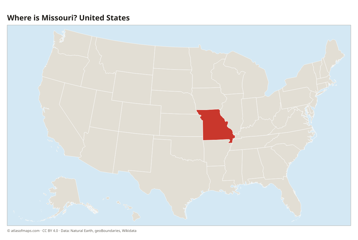 Location of Missouri in the United States