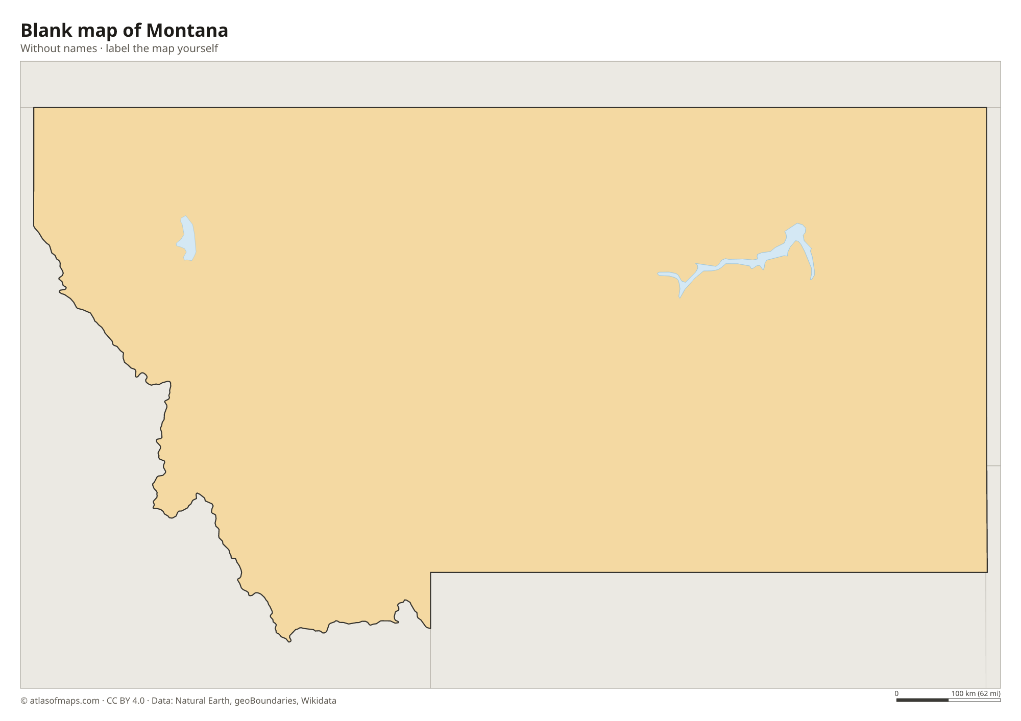 Blank map of Montana without names