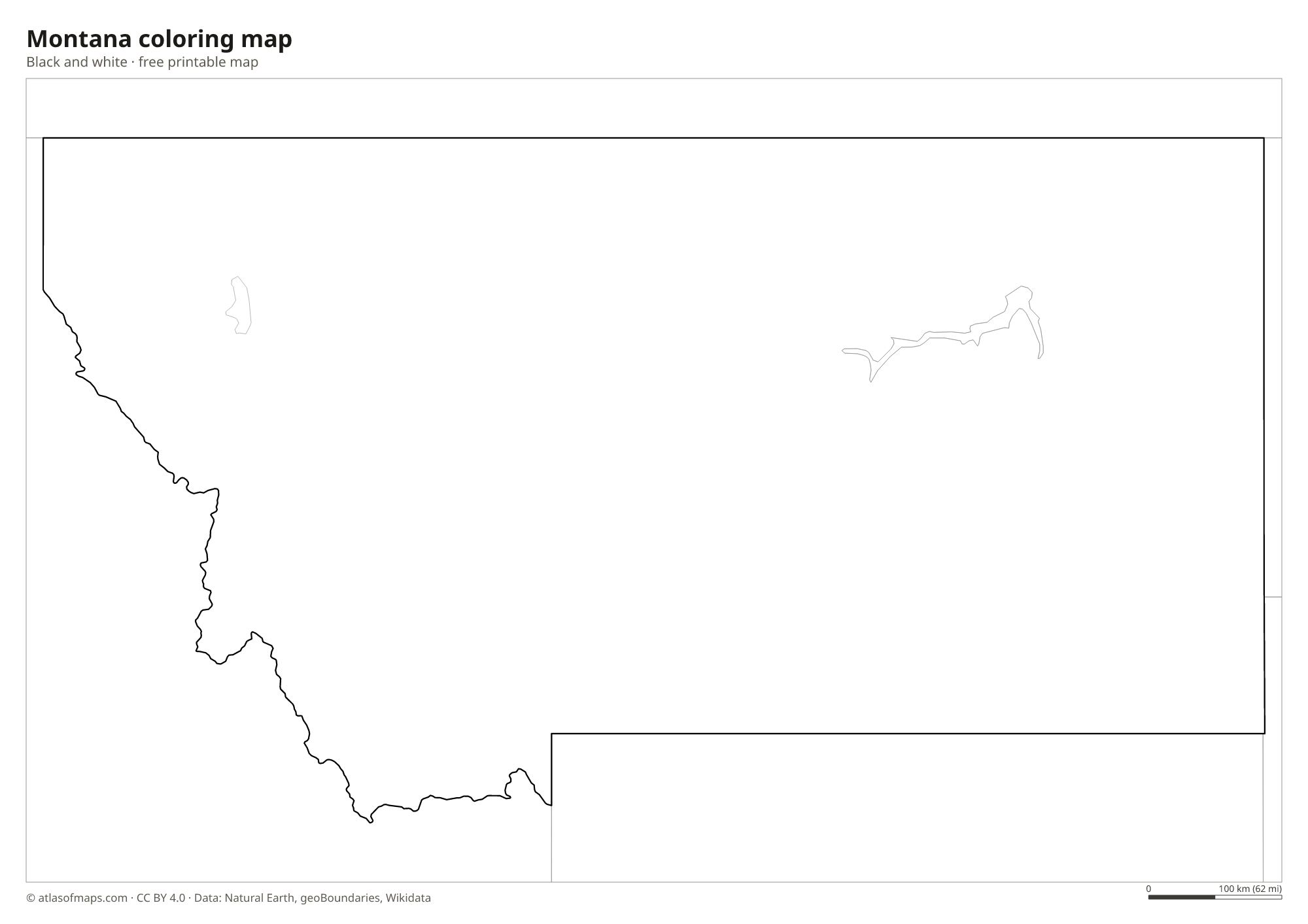 Black-and-white coloring map of Montana