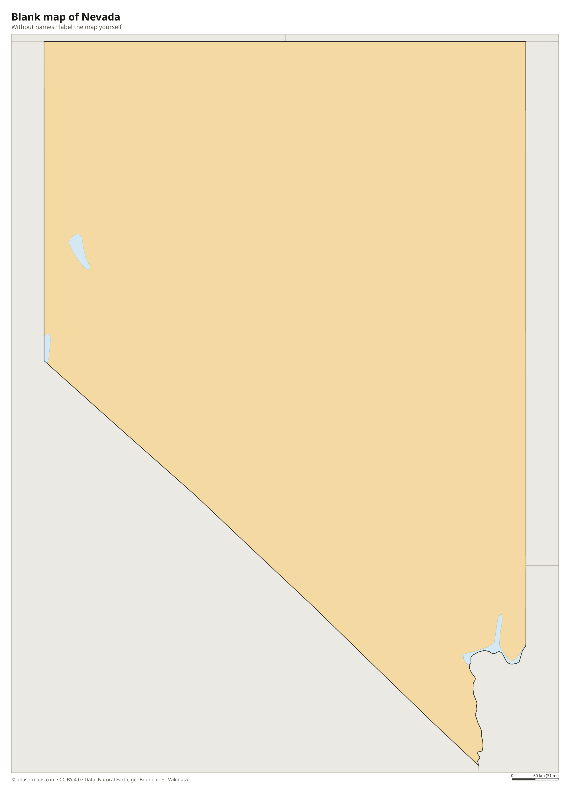 Blank map of Nevada without names