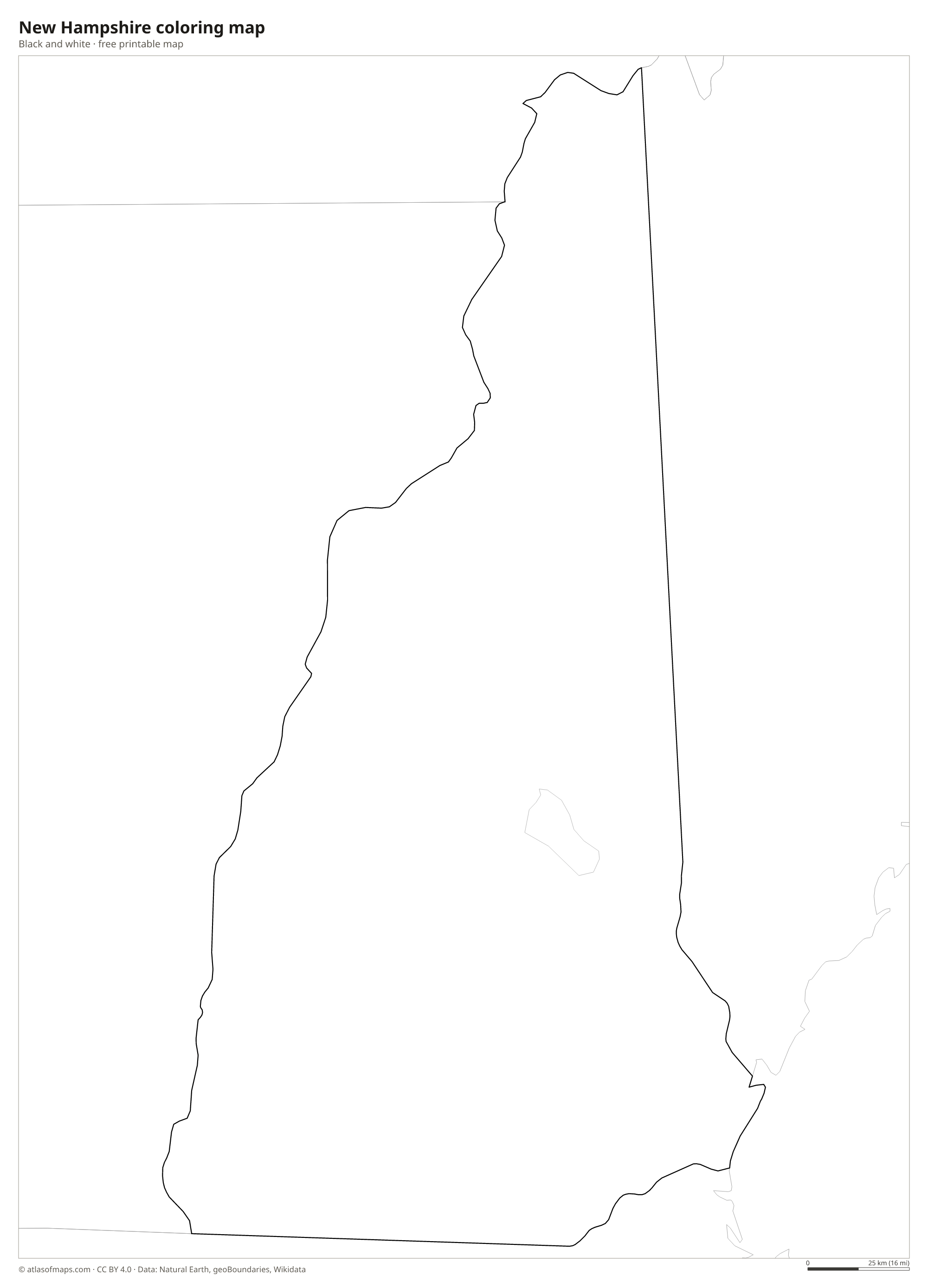 Black-and-white coloring map of New Hampshire