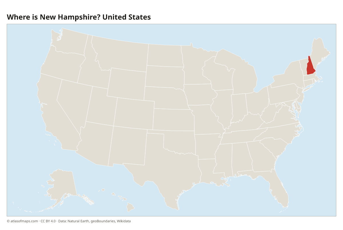 Location of New Hampshire in the United States