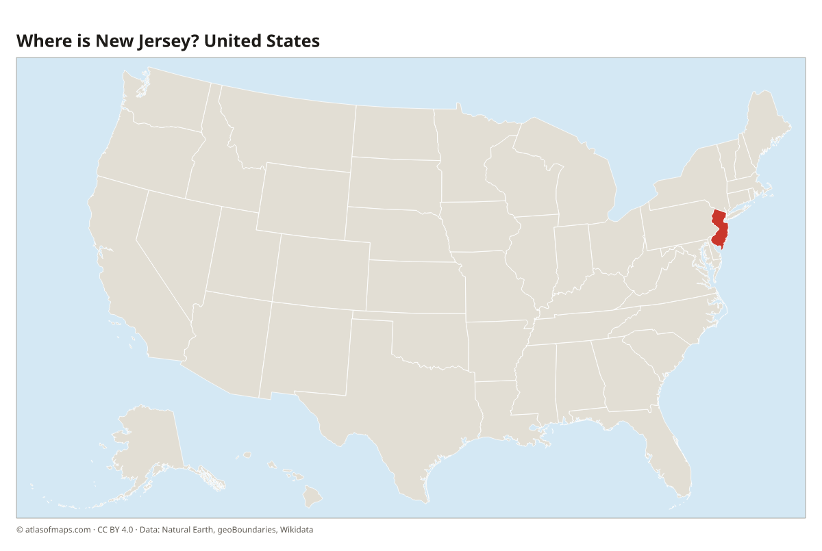 Location of New Jersey in the United States