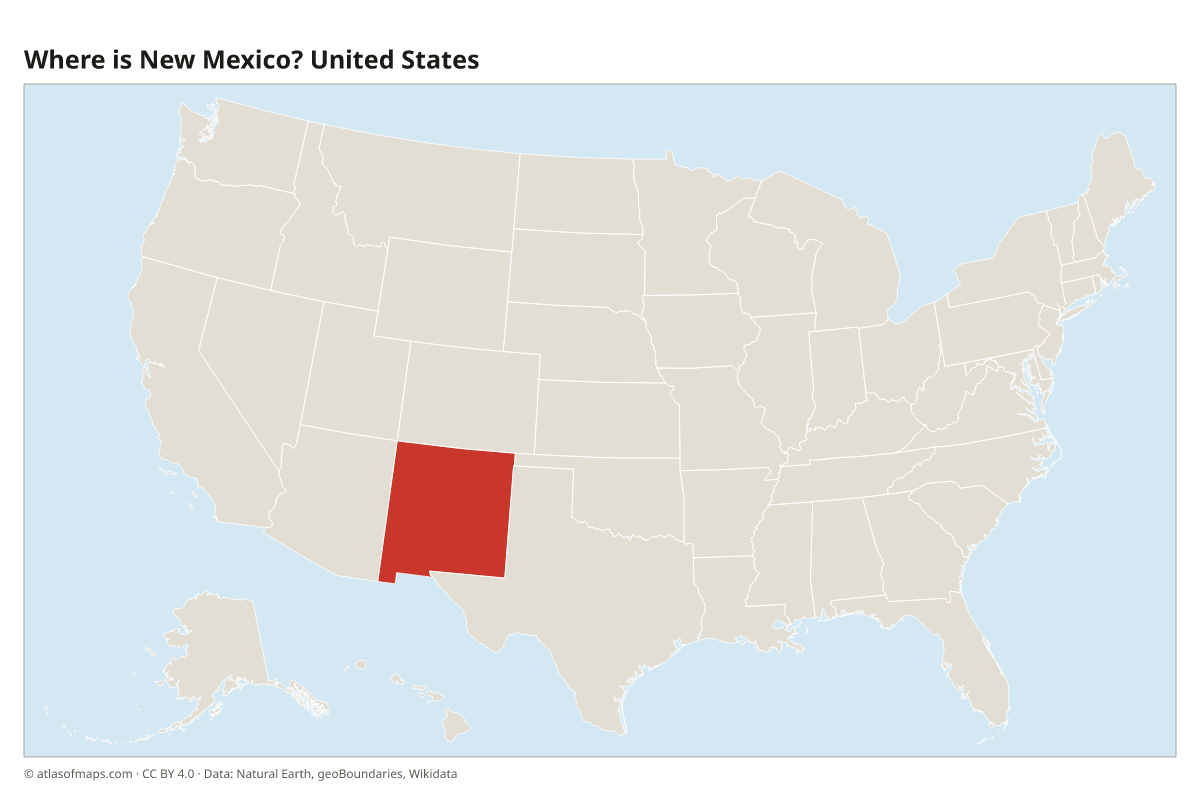 Location of New Mexico in the United States