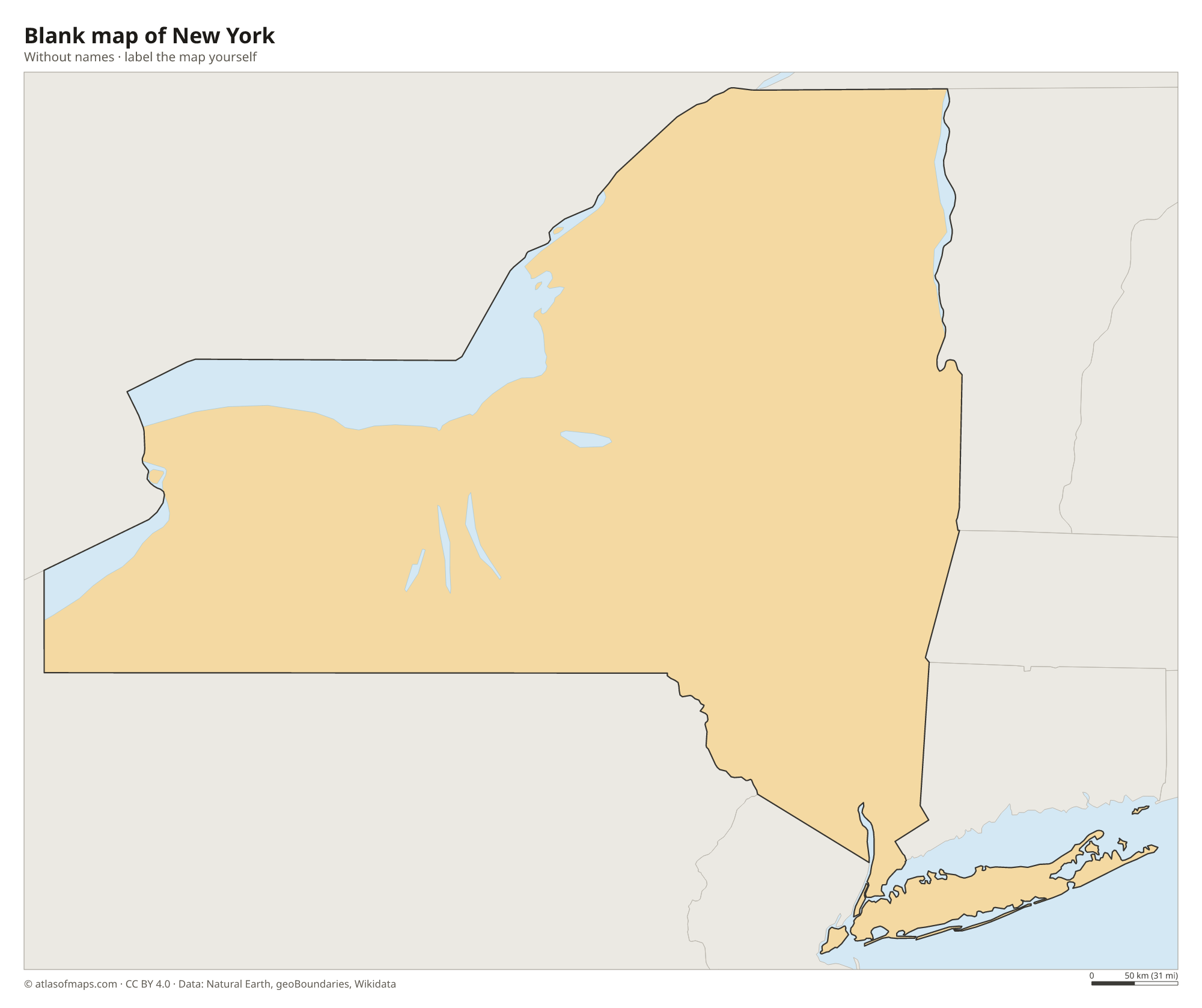 Blank map of New York without names