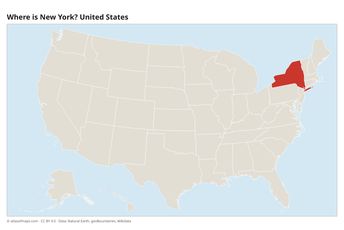 Location of New York in the United States