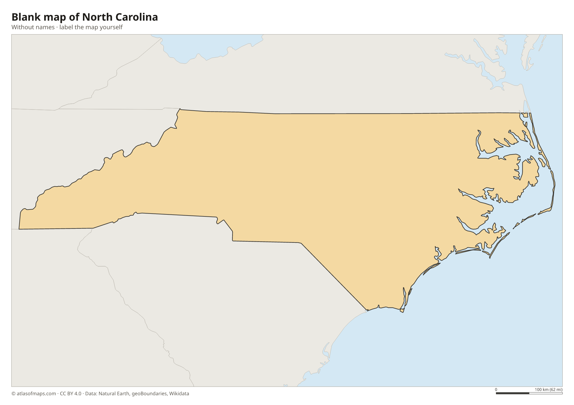 Blank map of North Carolina without names