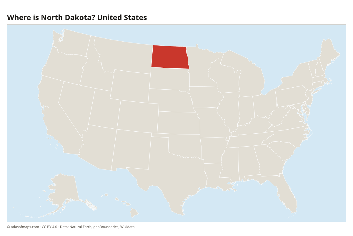 Location of North Dakota in the United States