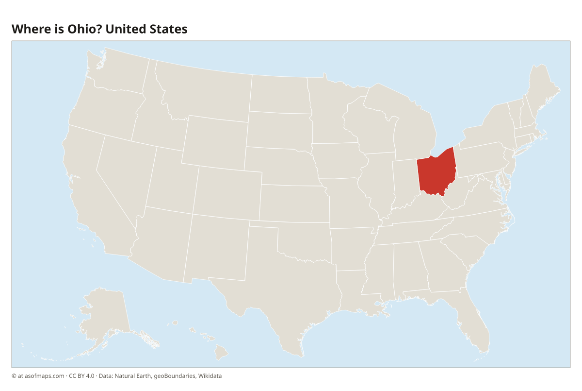 Location of Ohio in the United States