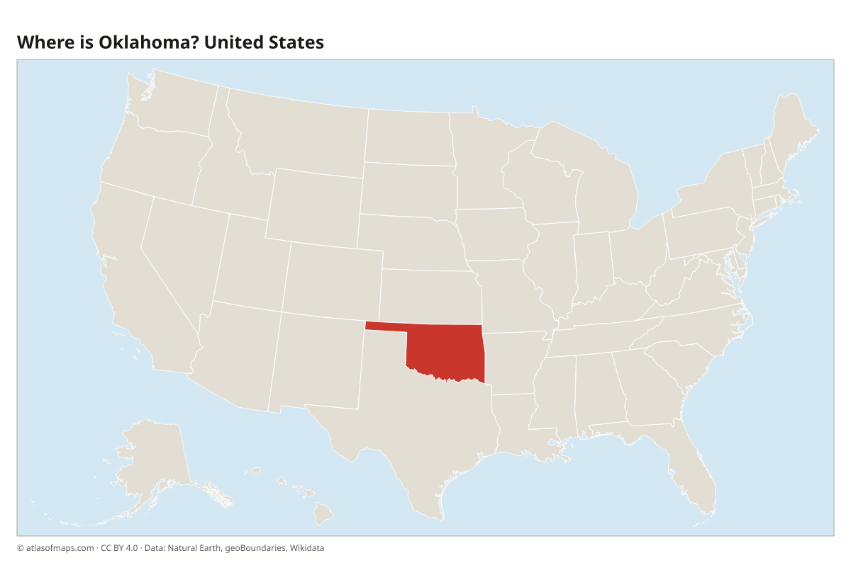 Location of Oklahoma in the United States