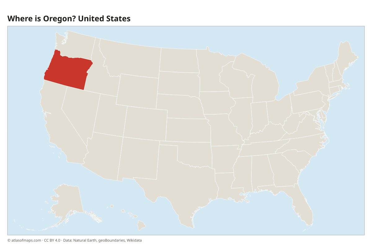 Location of Oregon in the United States