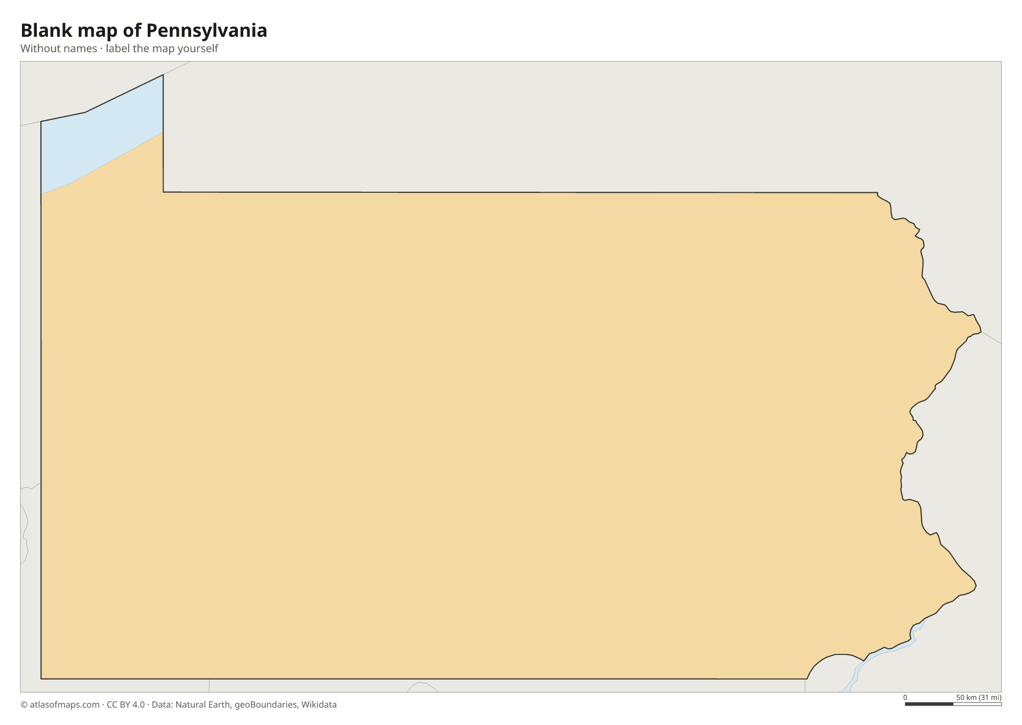Blank map of Pennsylvania without names
