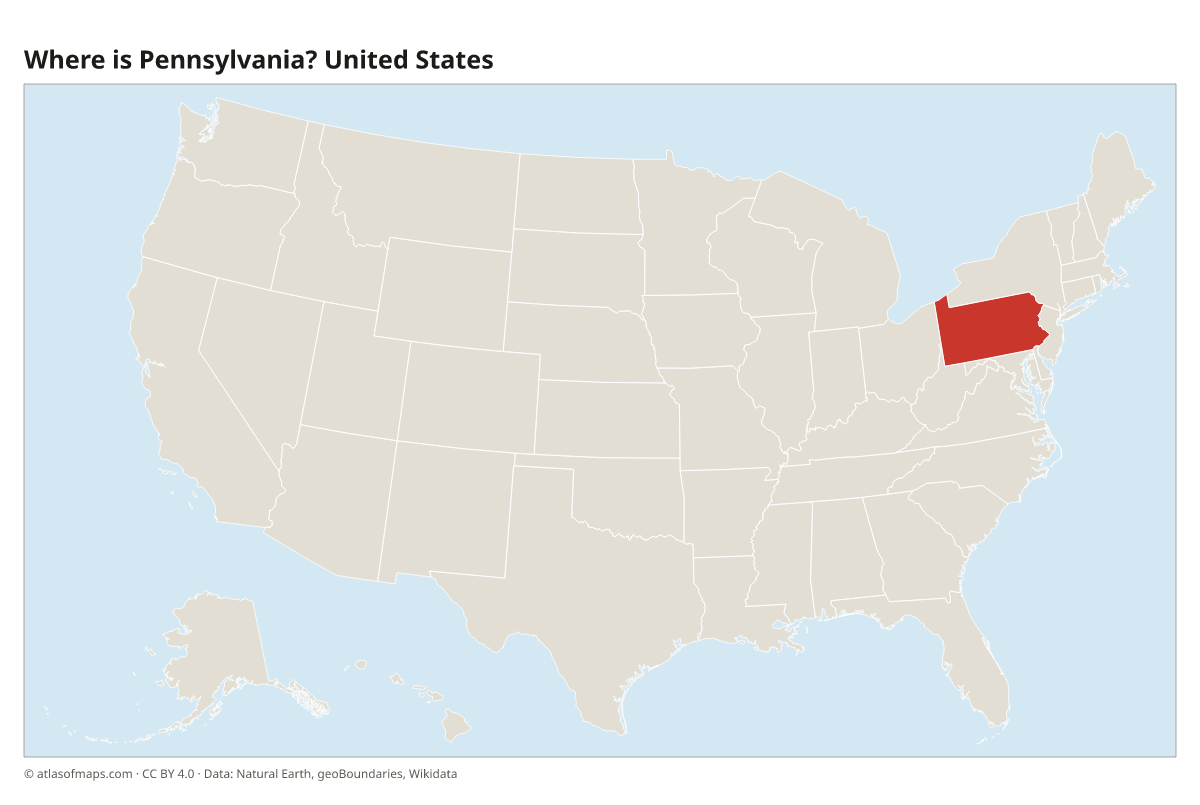 Location of Pennsylvania in the United States