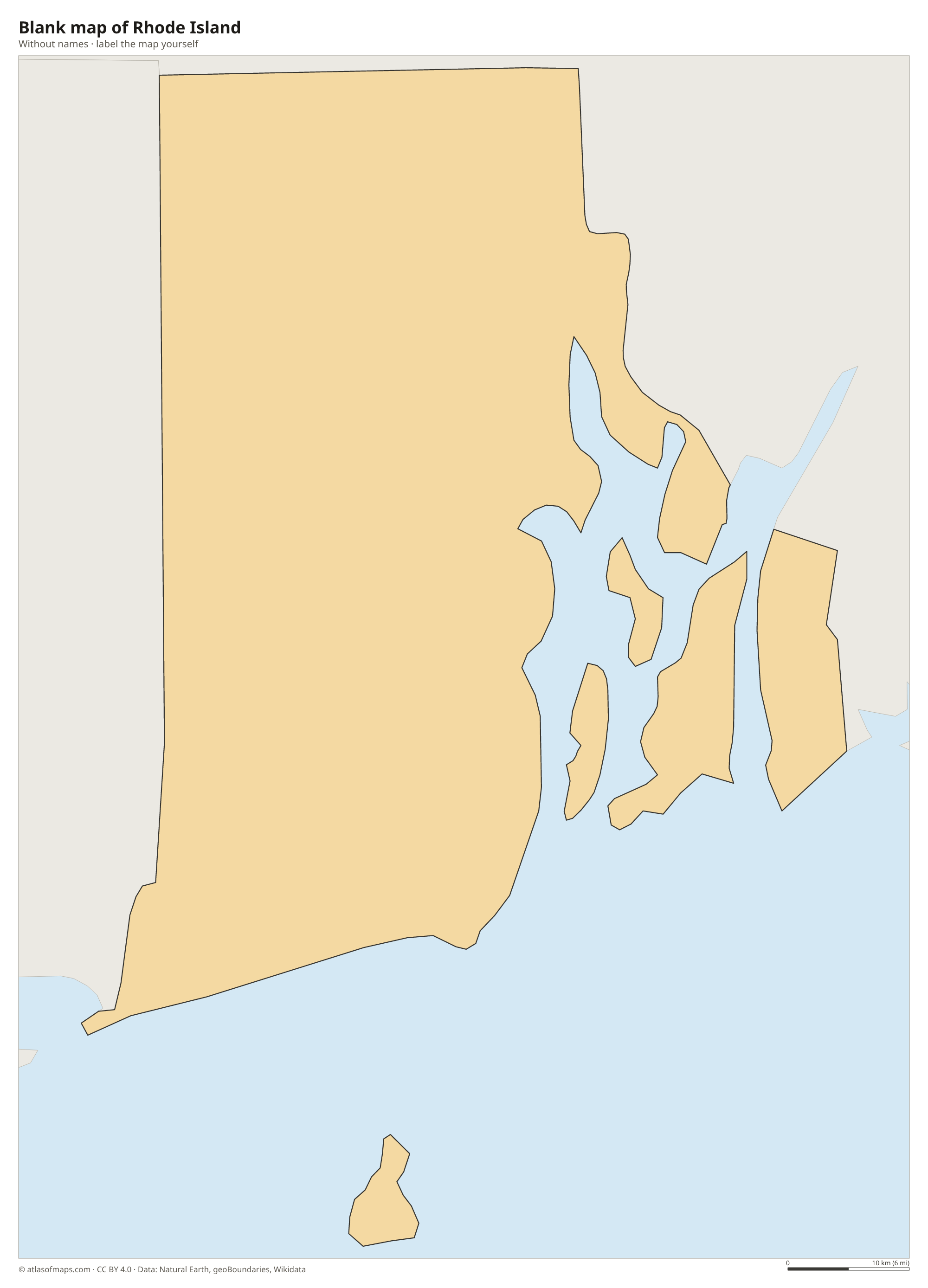 Blank map of Rhode Island without names