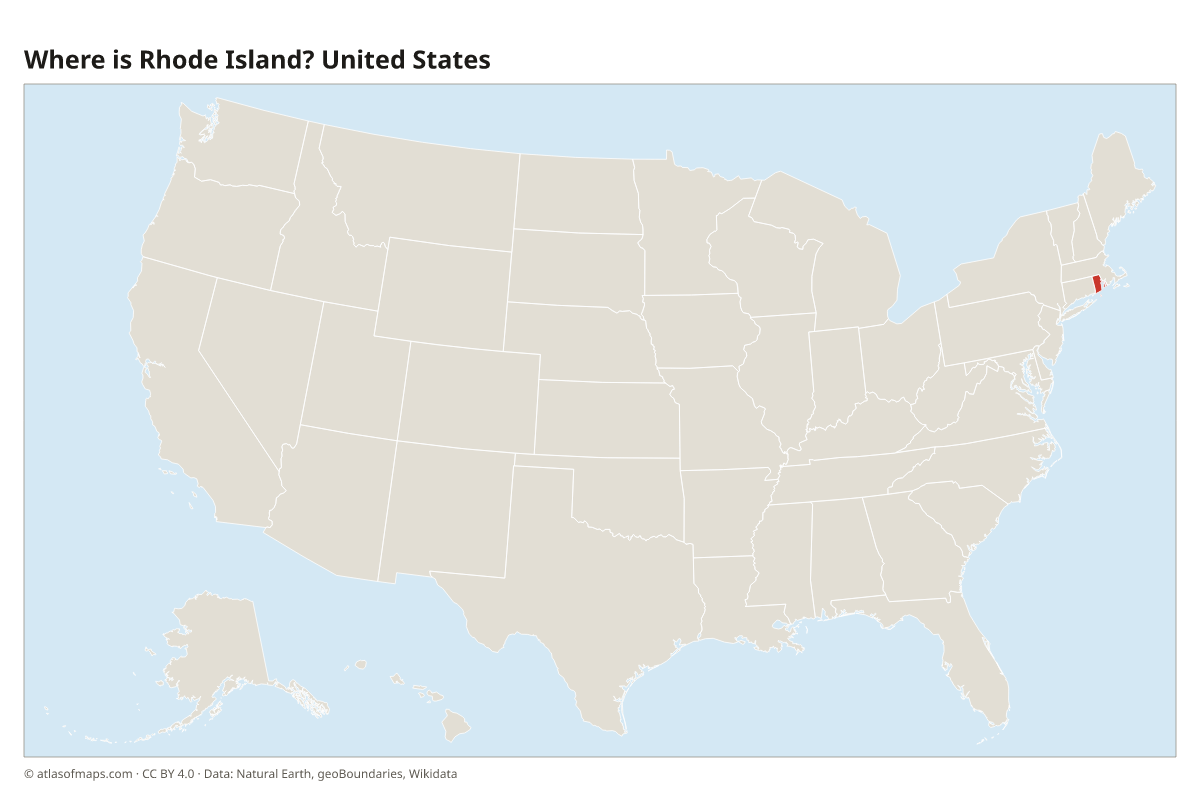 Location of Rhode Island in the United States