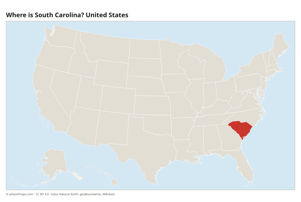 Location of South Carolina in the United States