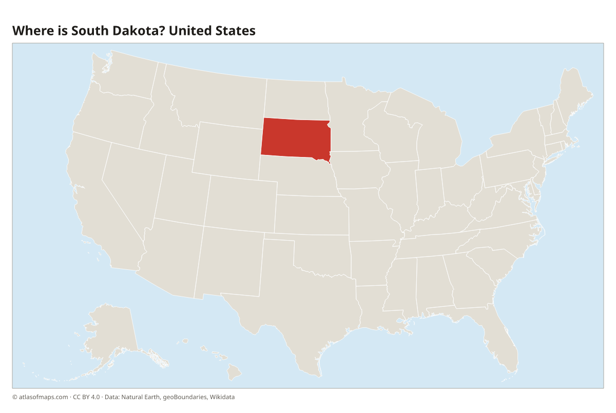 Location of South Dakota in the United States
