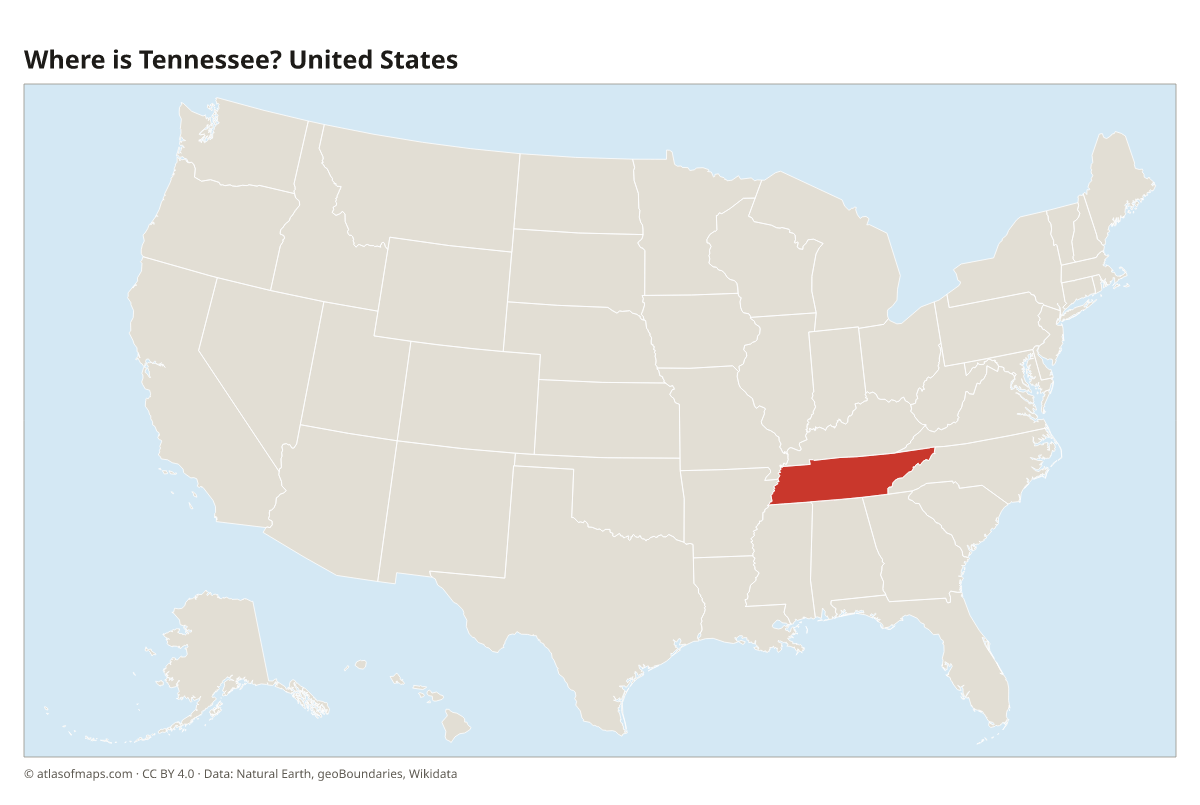 Location of Tennessee in the United States