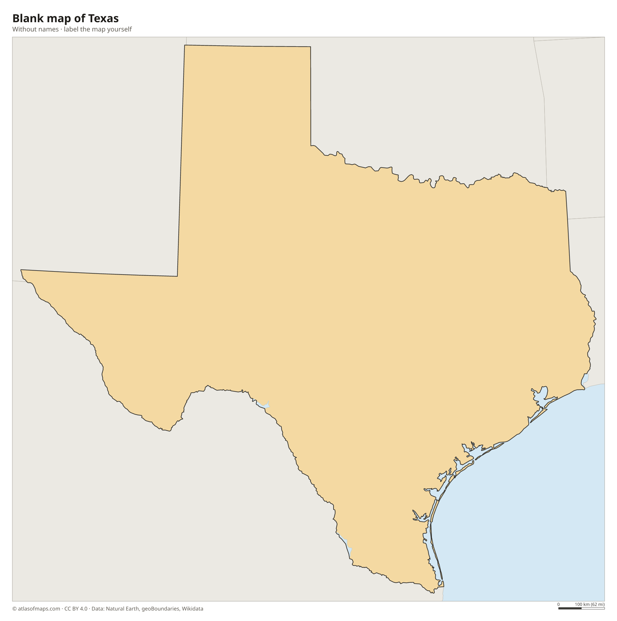 Blank map of Texas without names