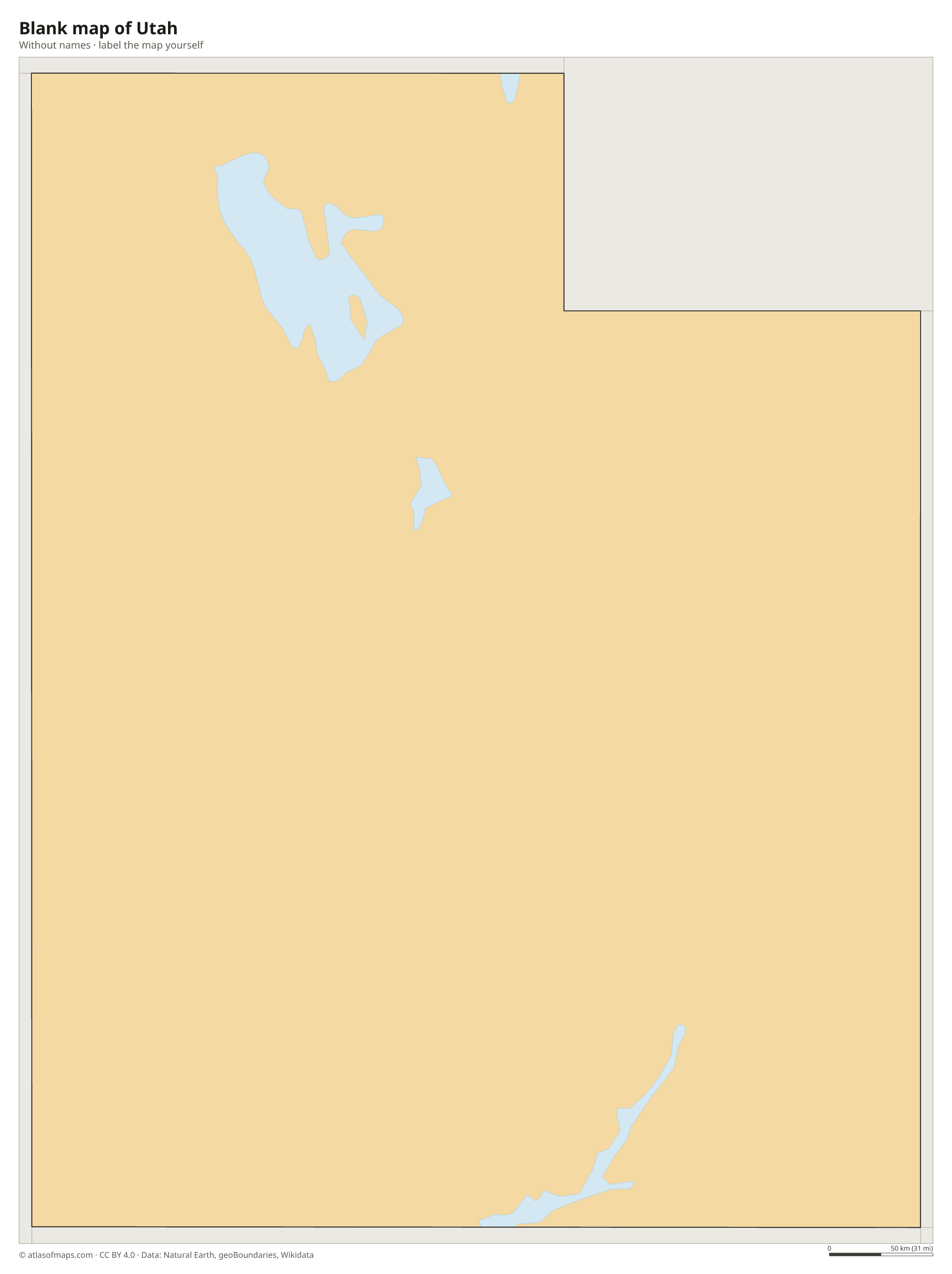 Blank map of Utah without names