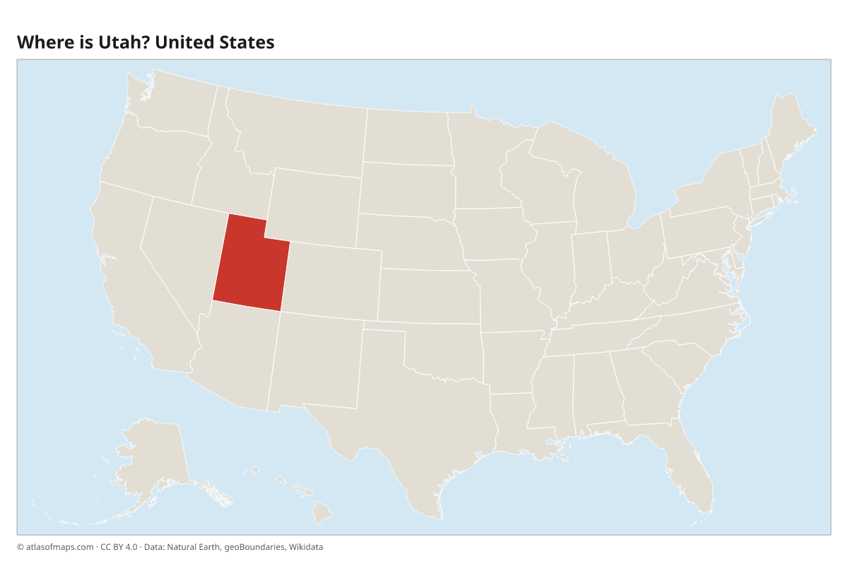 Location of Utah in the United States