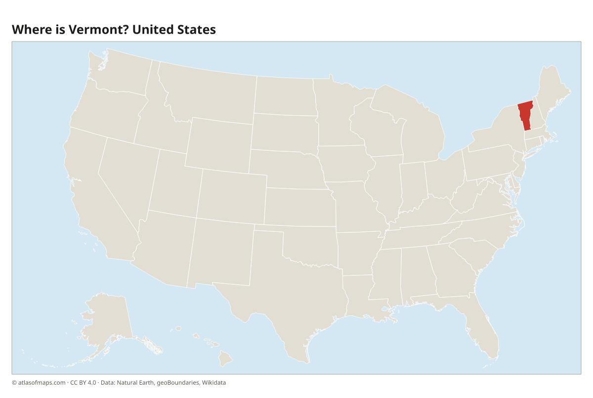 Location of Vermont in the United States