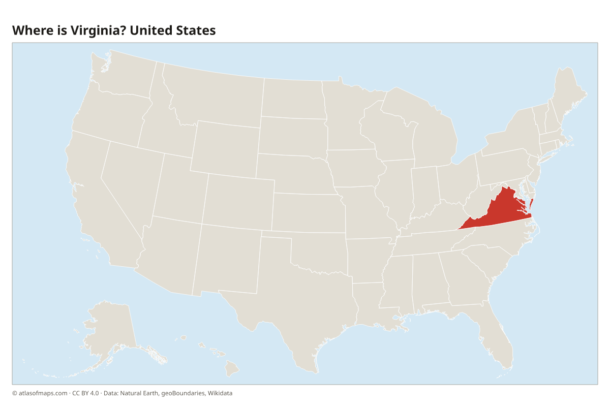 Location of Virginia in the United States