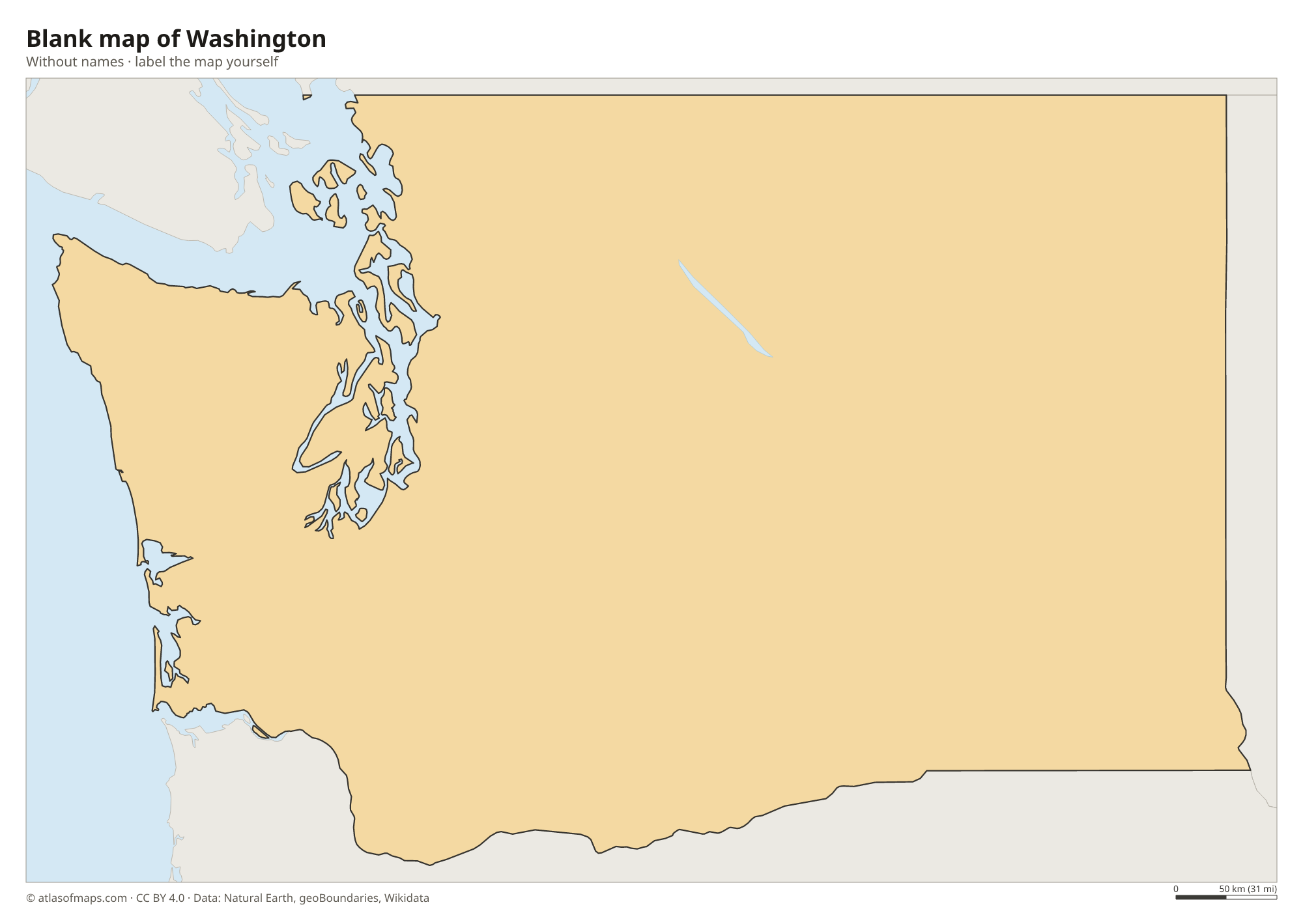 Blank map of Washington without names