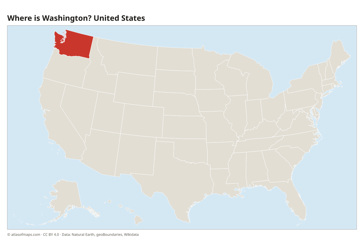 Location of Washington in the United States