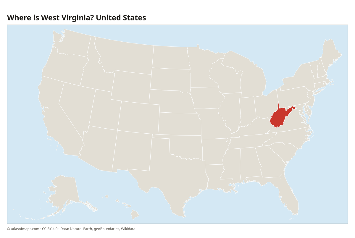 Location of West Virginia in the United States