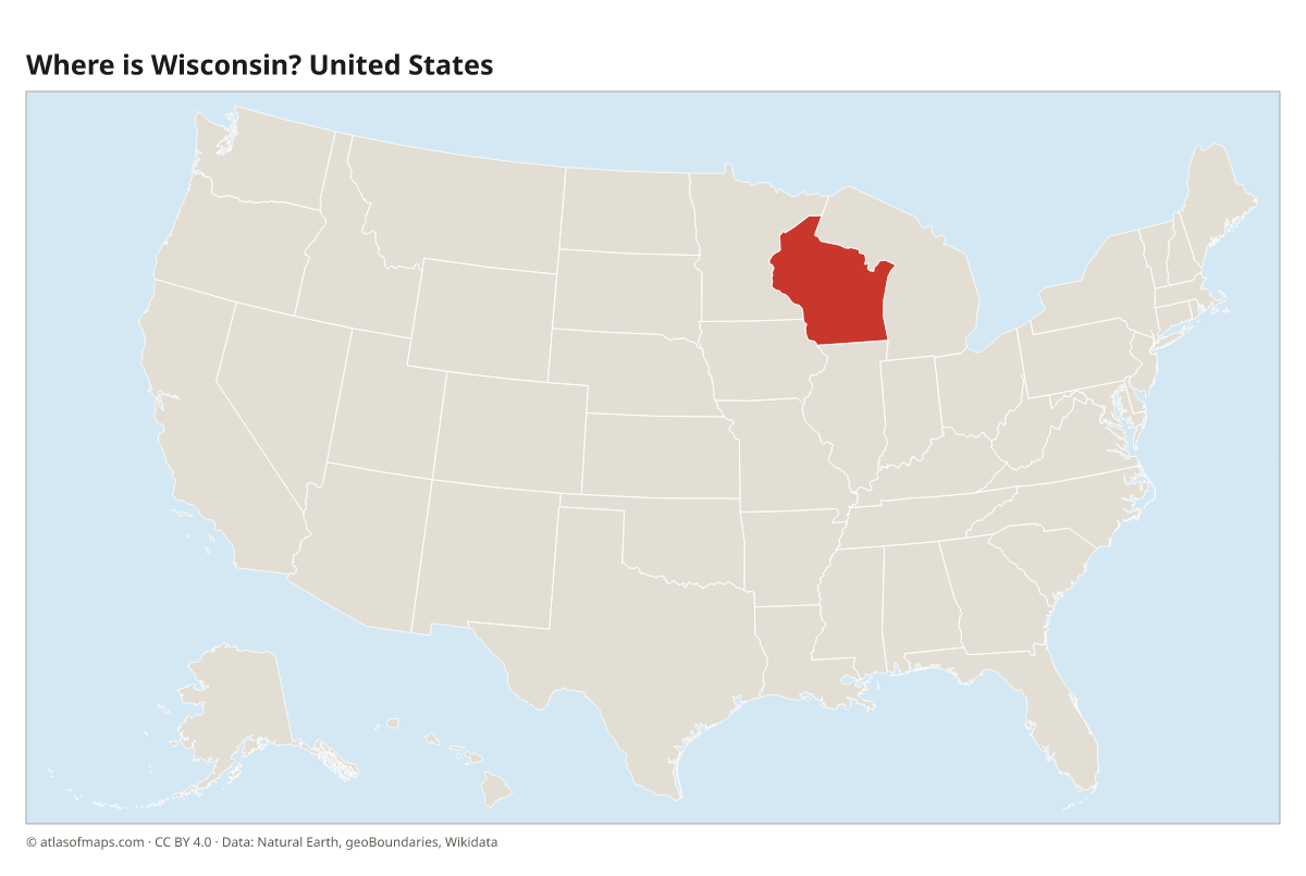 Location of Wisconsin in the United States