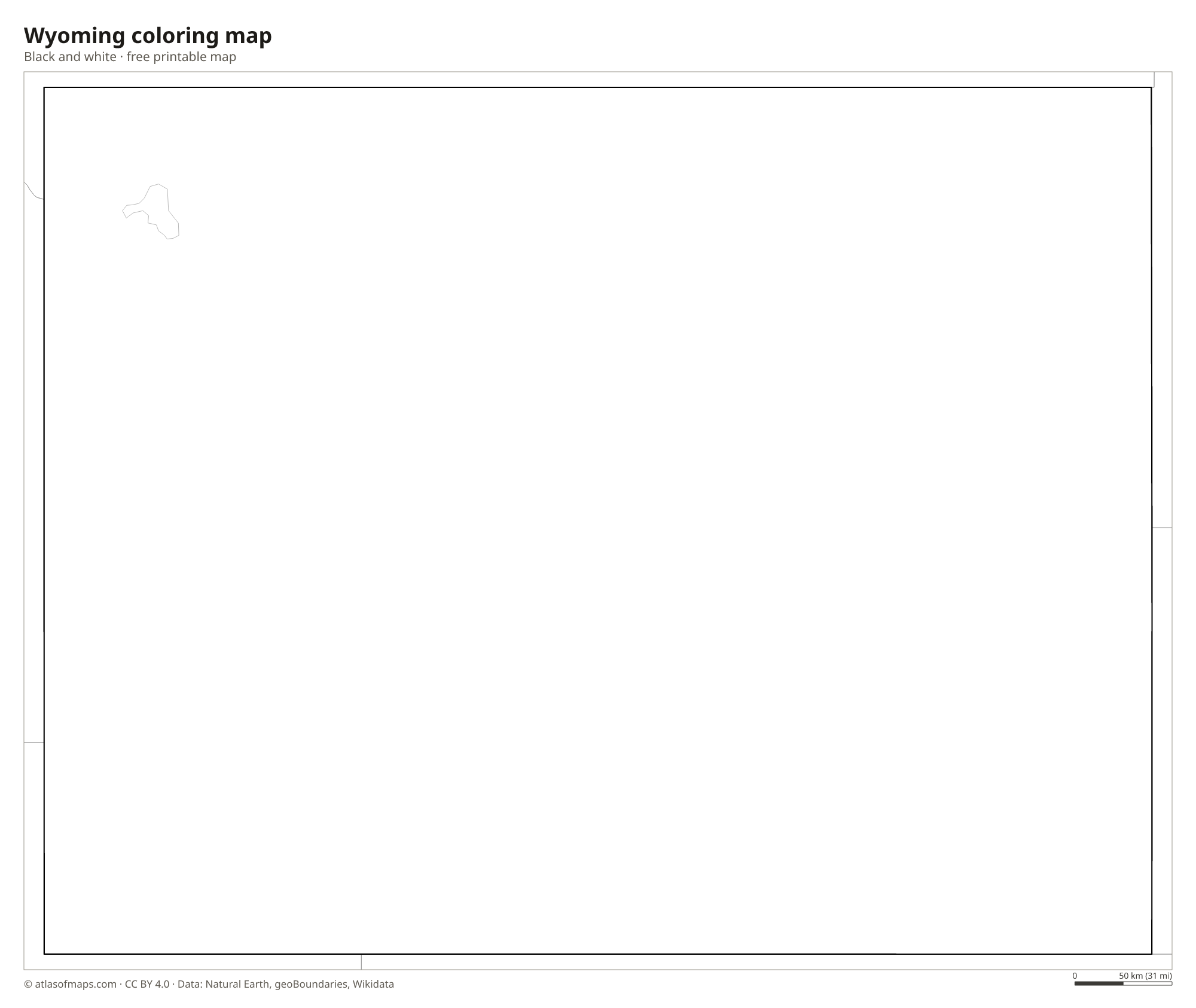Black-and-white coloring map of Wyoming