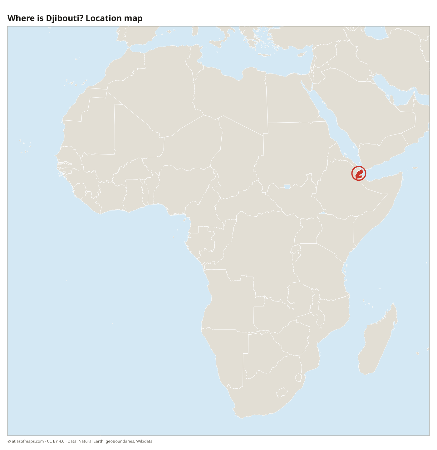 Where is Djibouti? Location map with Djibouti highlighted in red