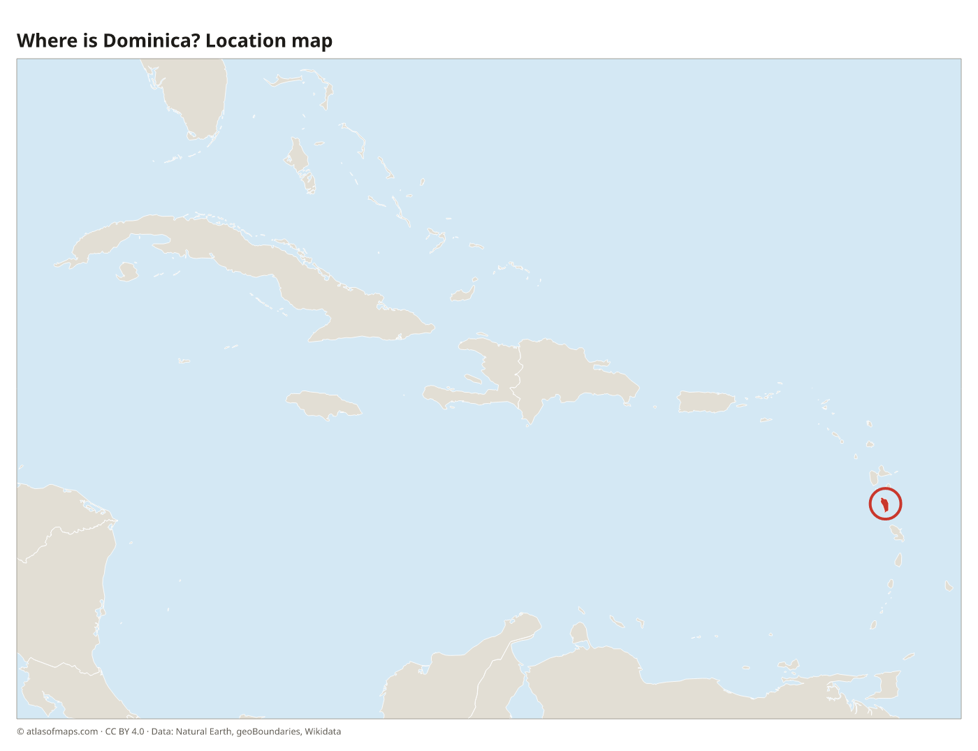 Where is Dominica? Location map with Dominica highlighted in red