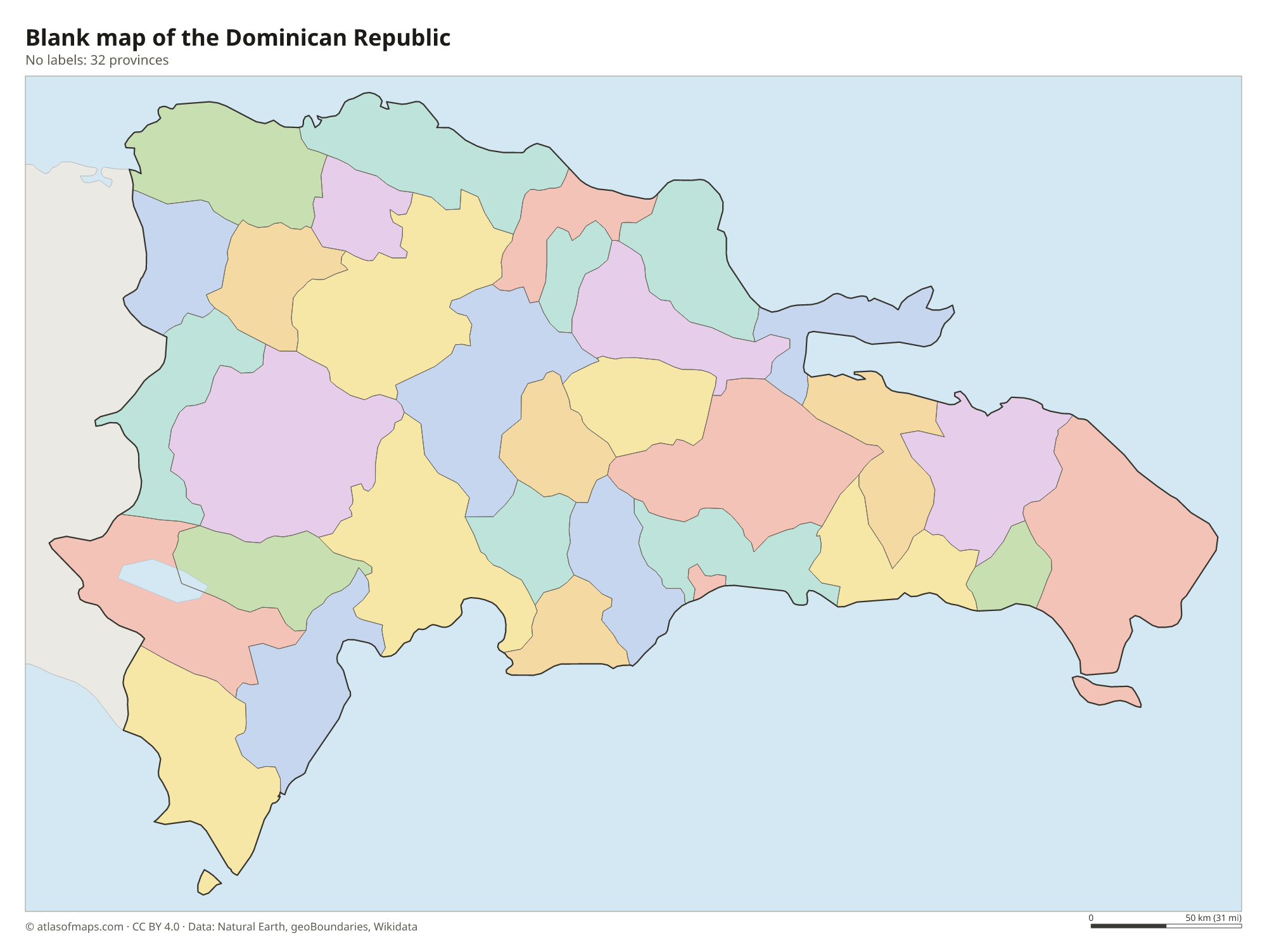 Blank outline map of the Dominican Republic without labels