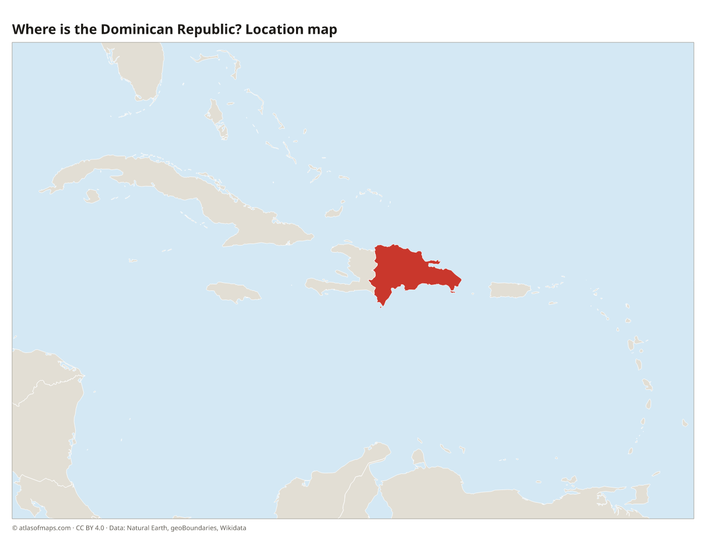 Where is the Dominican Republic? Location map with the Dominican Republic highlighted in red