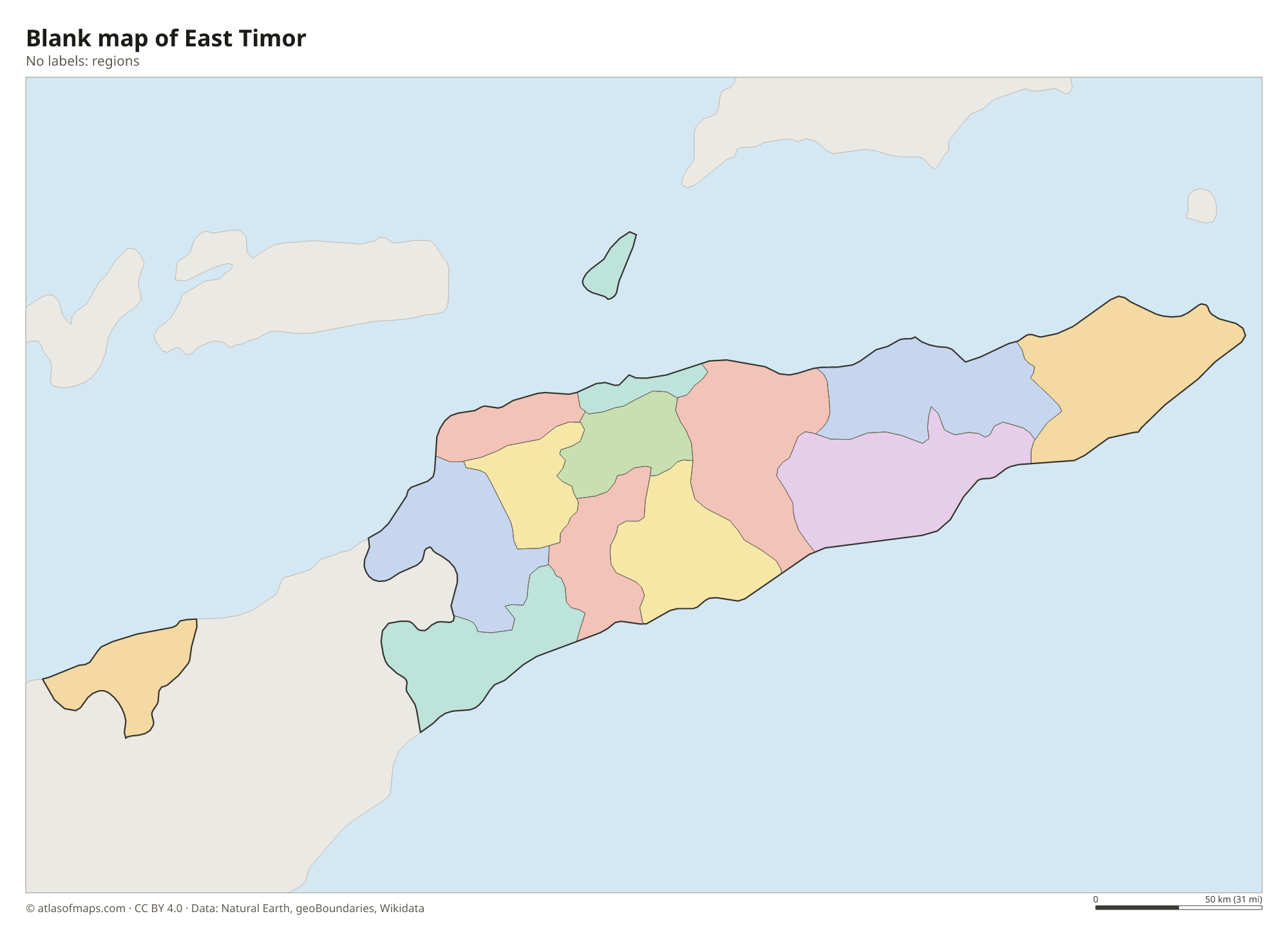 Blank outline map of East Timor without labels