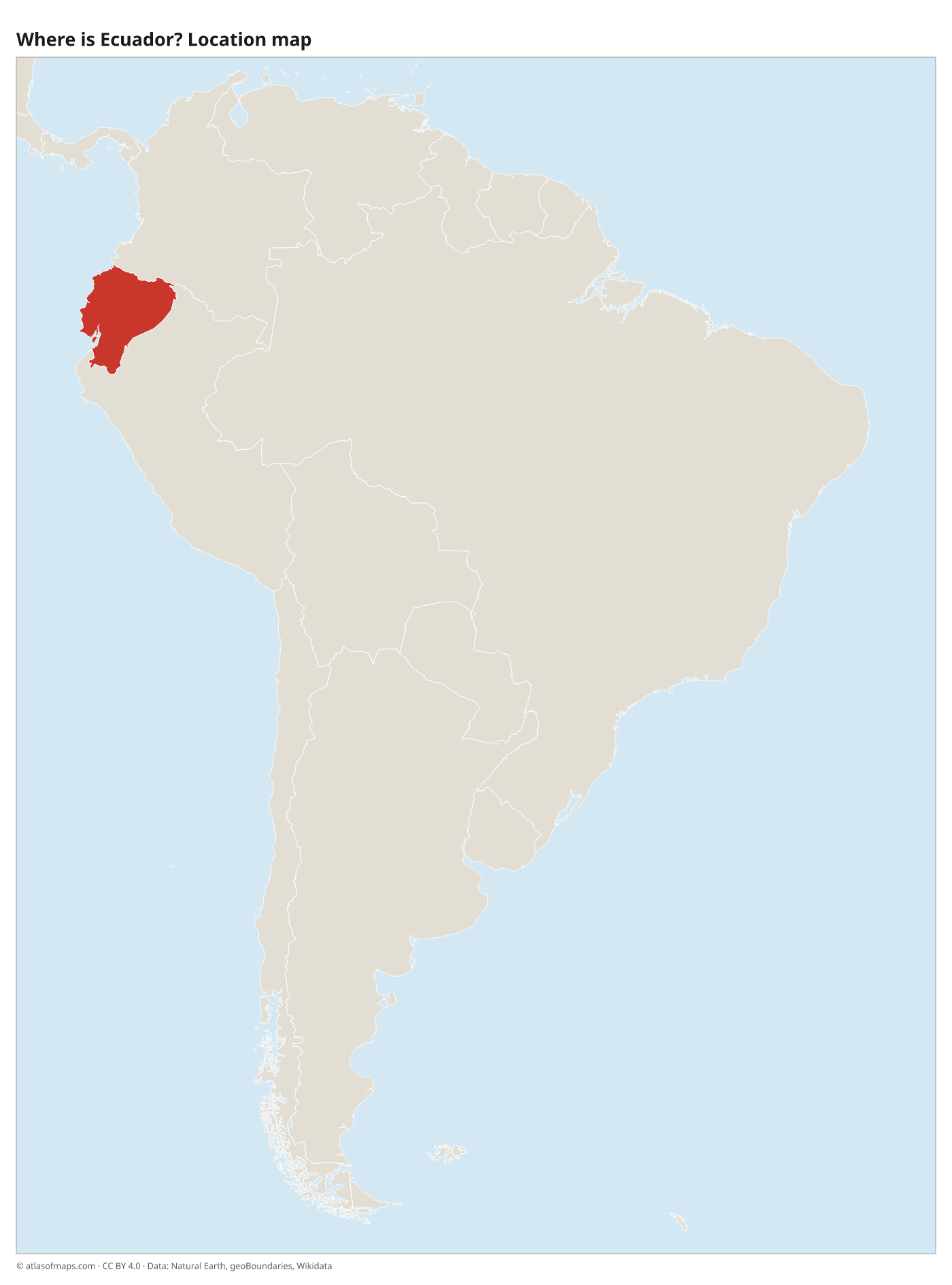 Where is Ecuador? Location map with Ecuador highlighted in red