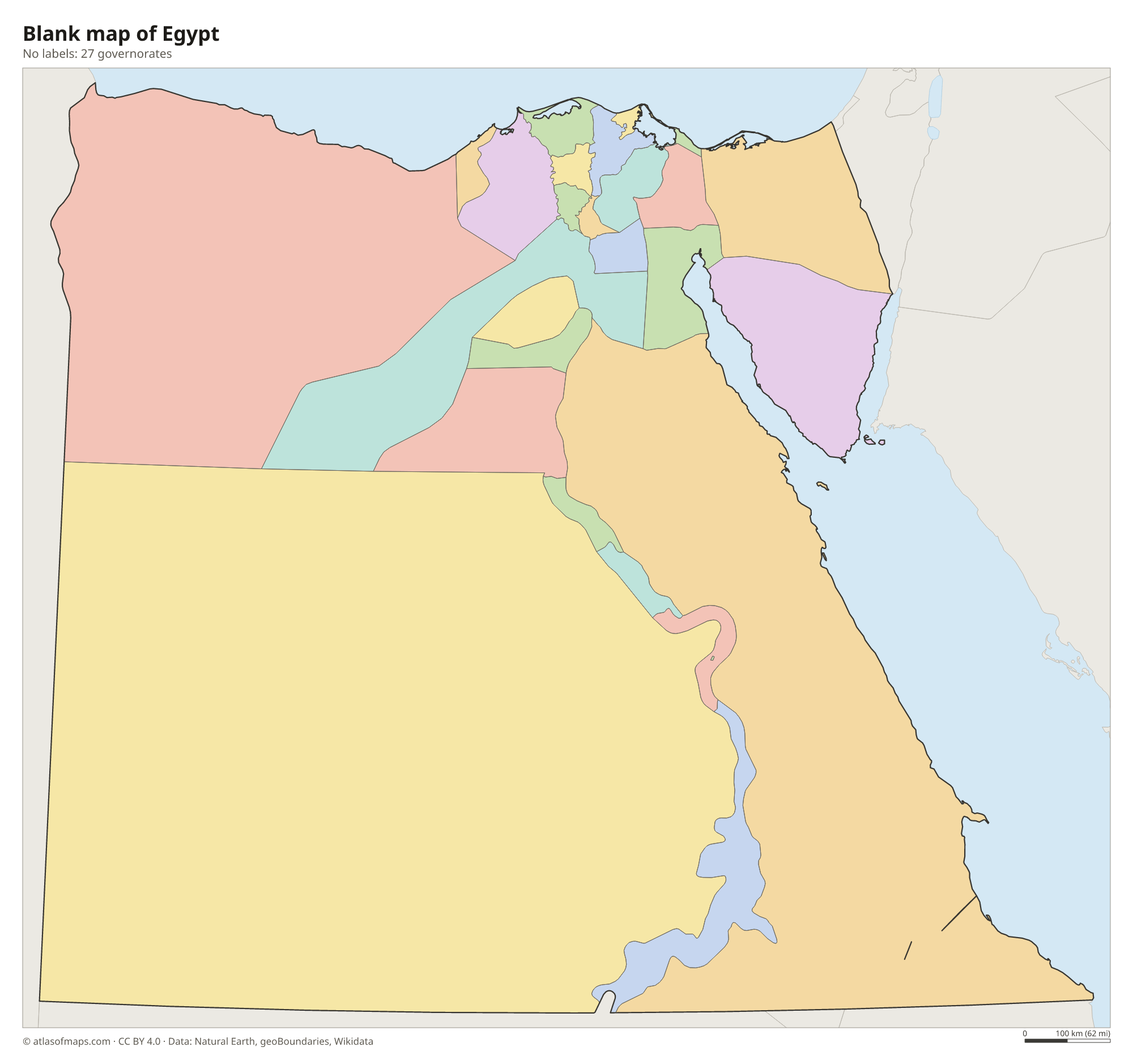 Blank outline map of Egypt without labels