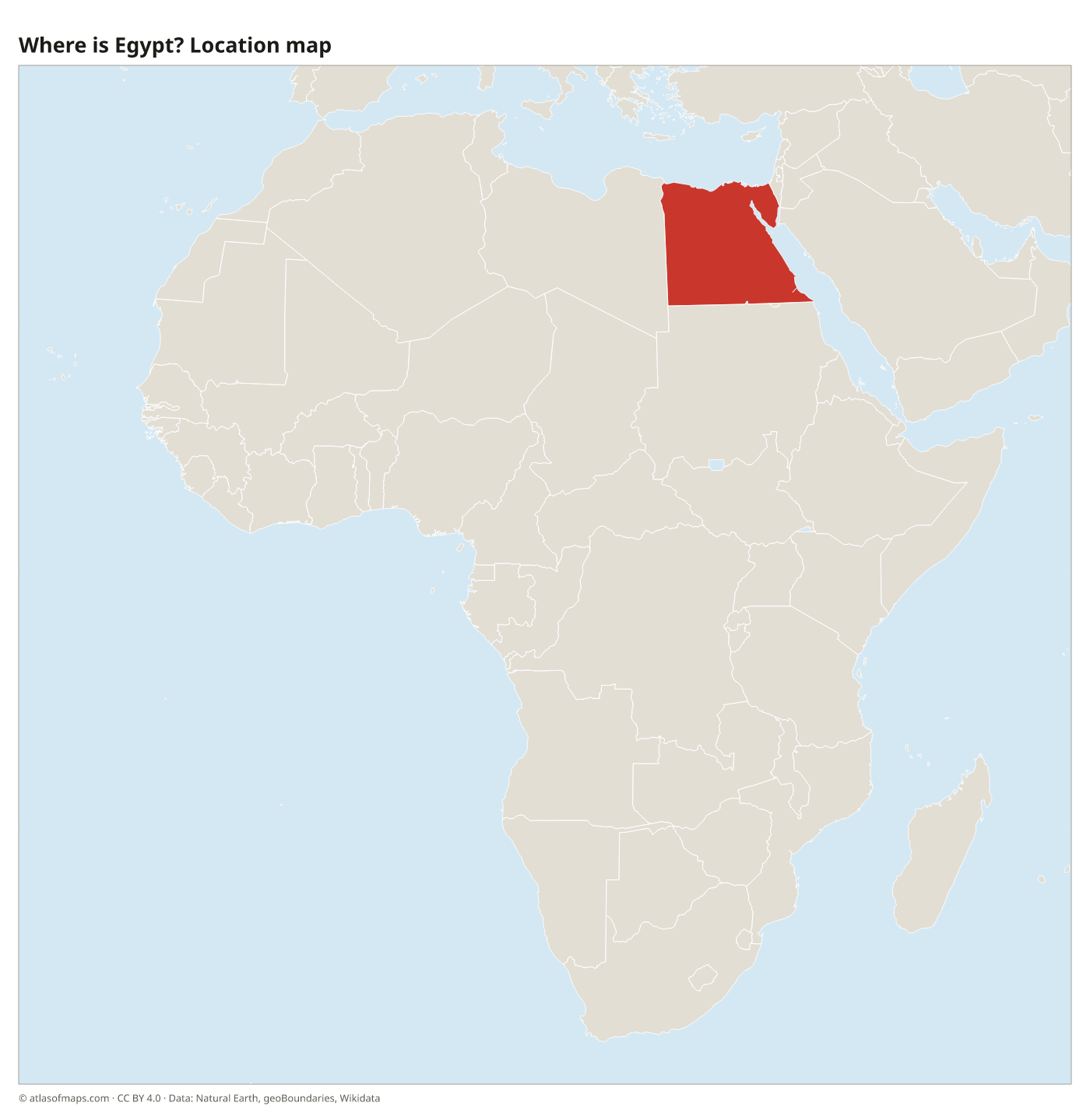 Where is Egypt? Location map with Egypt highlighted in red