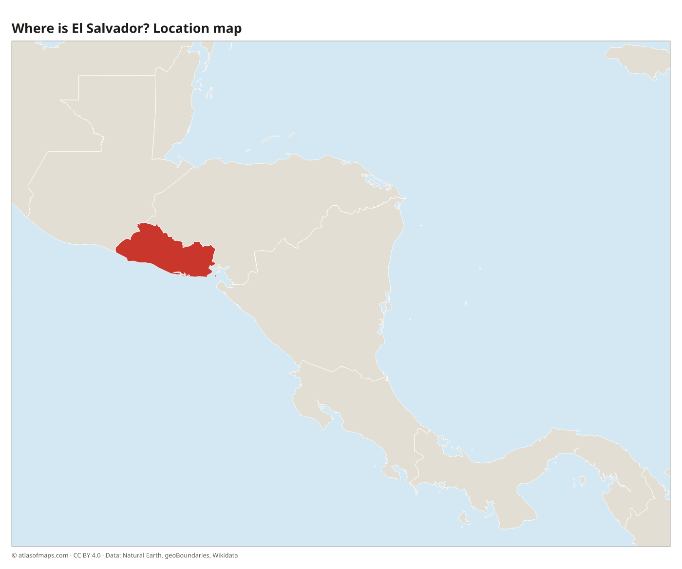 Where is El Salvador? Location map with El Salvador highlighted in red