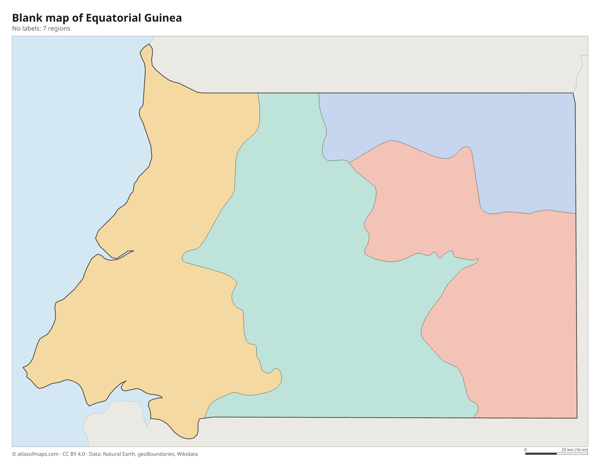 Blank outline map of Equatorial Guinea without labels