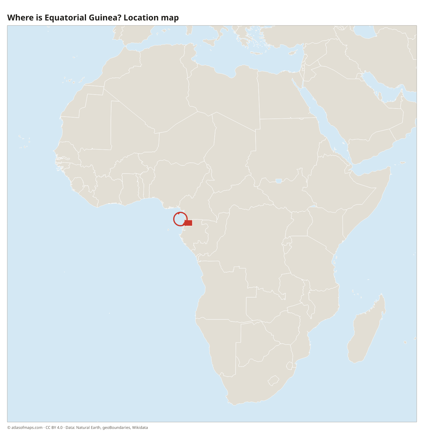 Where is Equatorial Guinea? Location map with Equatorial Guinea highlighted in red