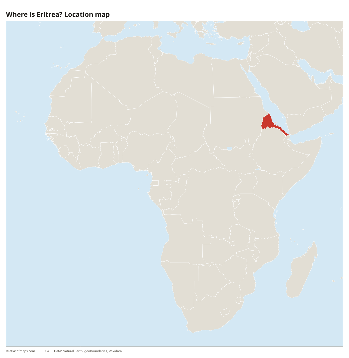 Where is Eritrea? Location map with Eritrea highlighted in red