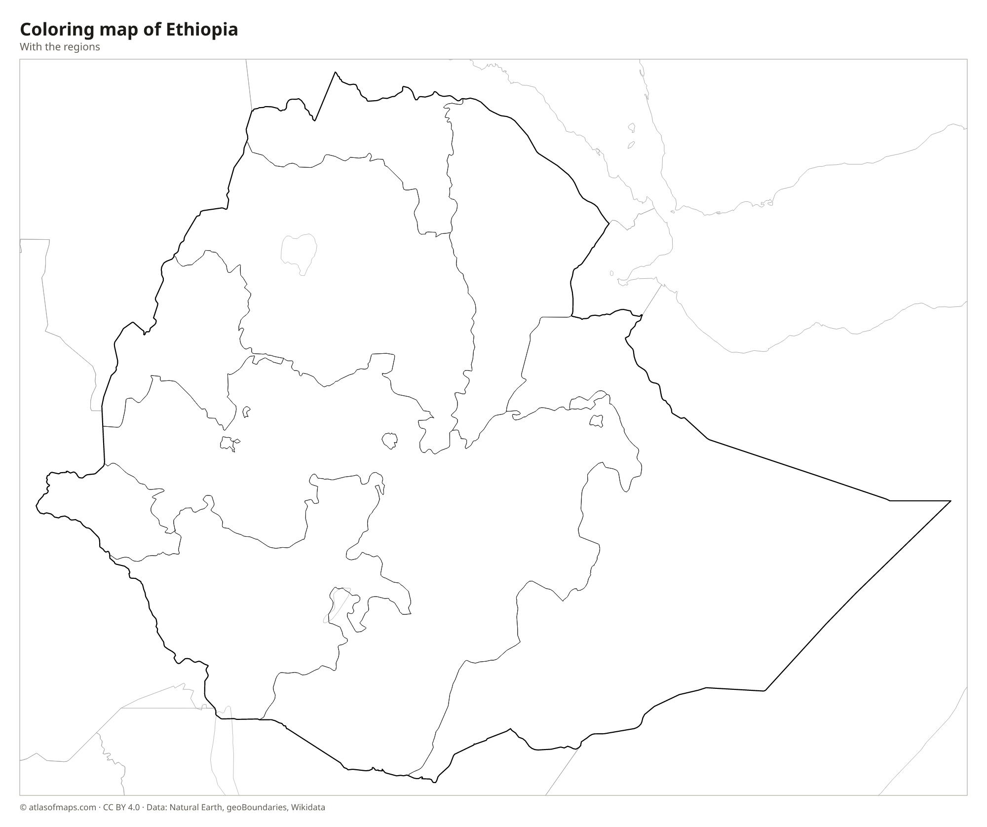 Coloring map of Ethiopia
