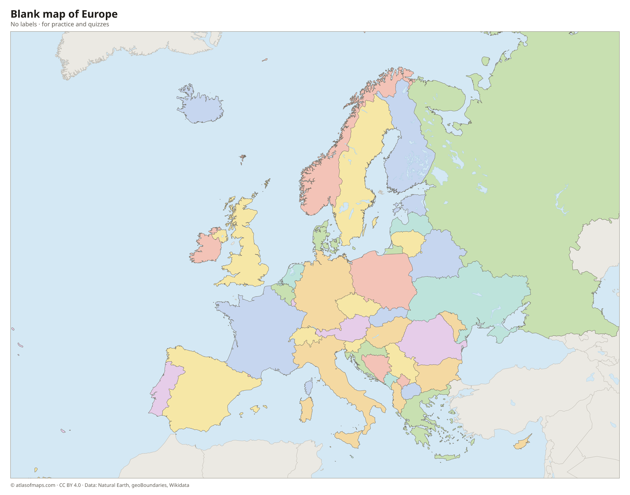 Blank map of Europe without labels