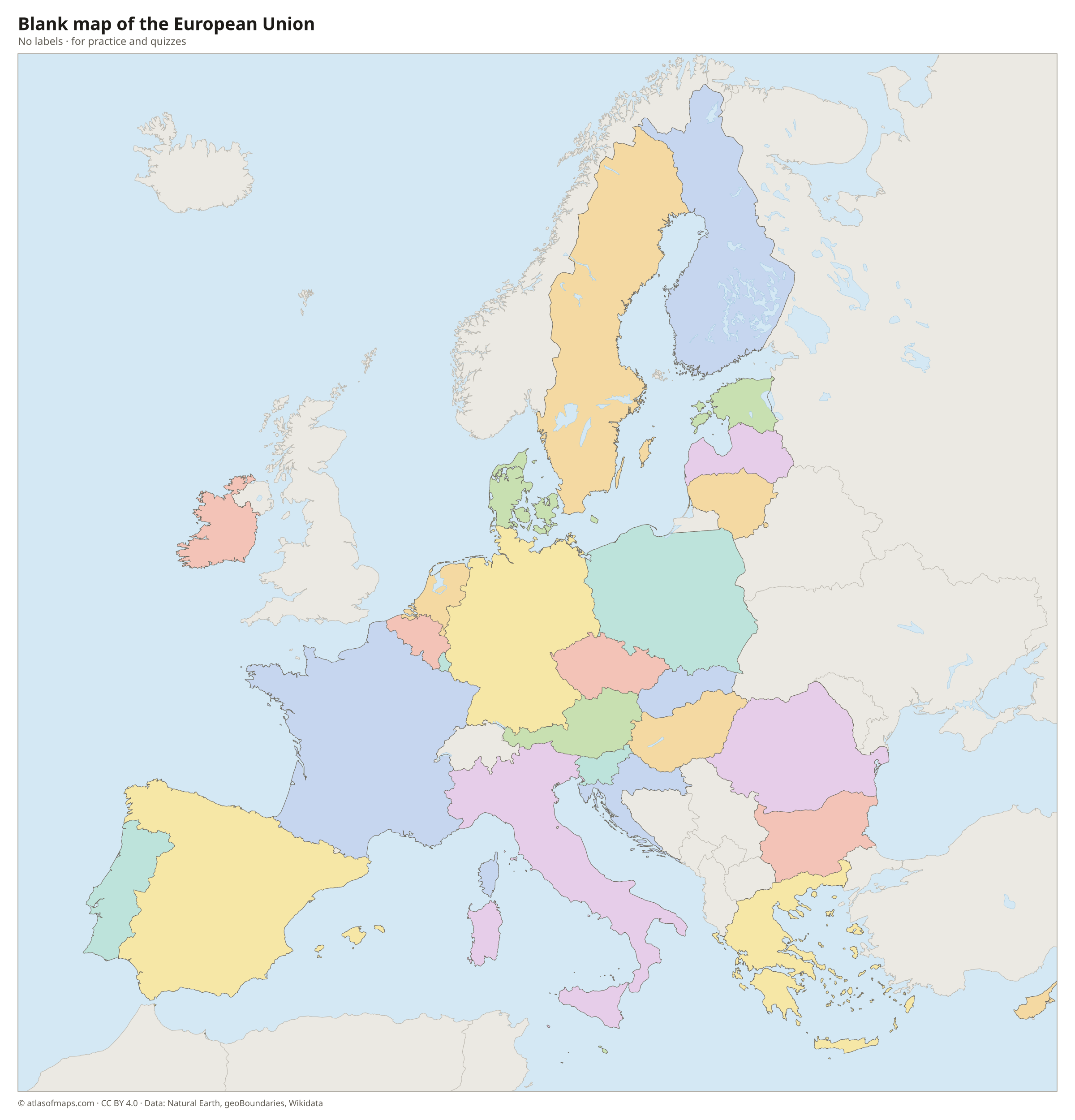 Blank map of the European Union without labels